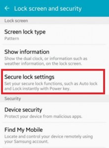Додирните поставке сигурног закључавања на андроиду