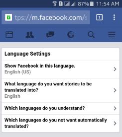 промените фацебоок језик андроид лизалица